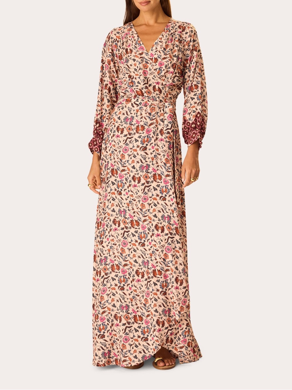 Natalie Martin Kate Floral Gathered Wrap Maxi Dress
